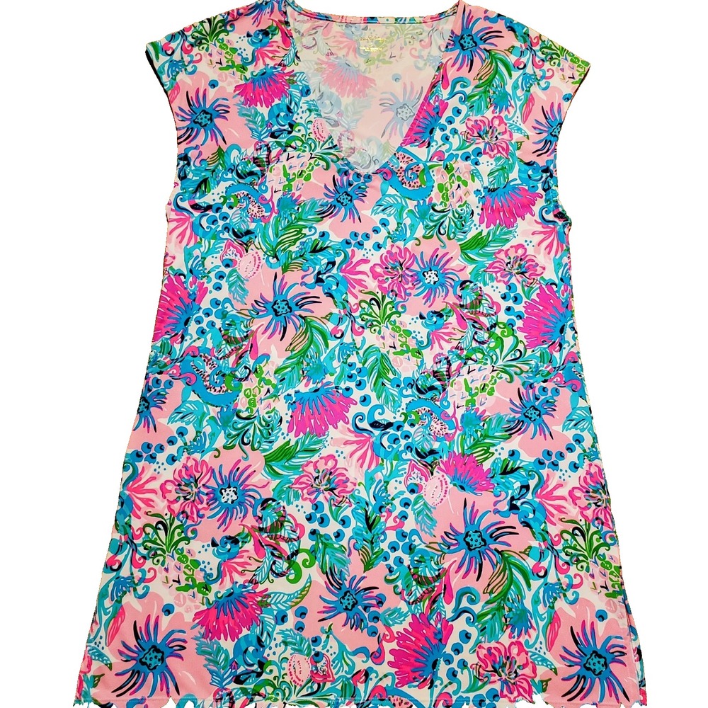 Lilly Pulitzer Sz Sm V-Neck Talli Swim Coverup Tropical Paradise Petals Dress